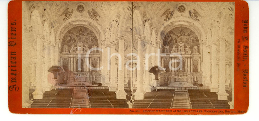 Fotografia d epoca originale 1890 BOSTON USA Interior of church of the IMMACULATE CONCEPTION 1