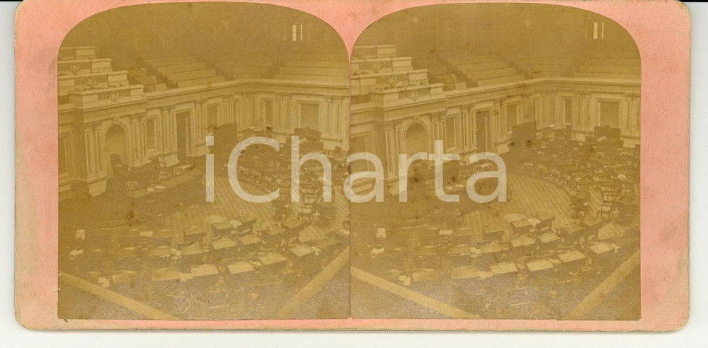 Fotografia d epoca originale 1890 WASHINGTON D.C. USA The Senate Chamber Stereoscopy 1