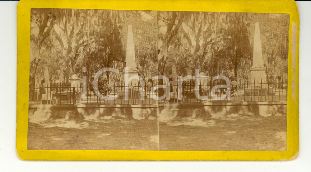 Fotografia d epoca originale 1890 SAVANNAH Georgia, USA The BONAVENTURE Cemetery  Stereoscopy HAVENS 1