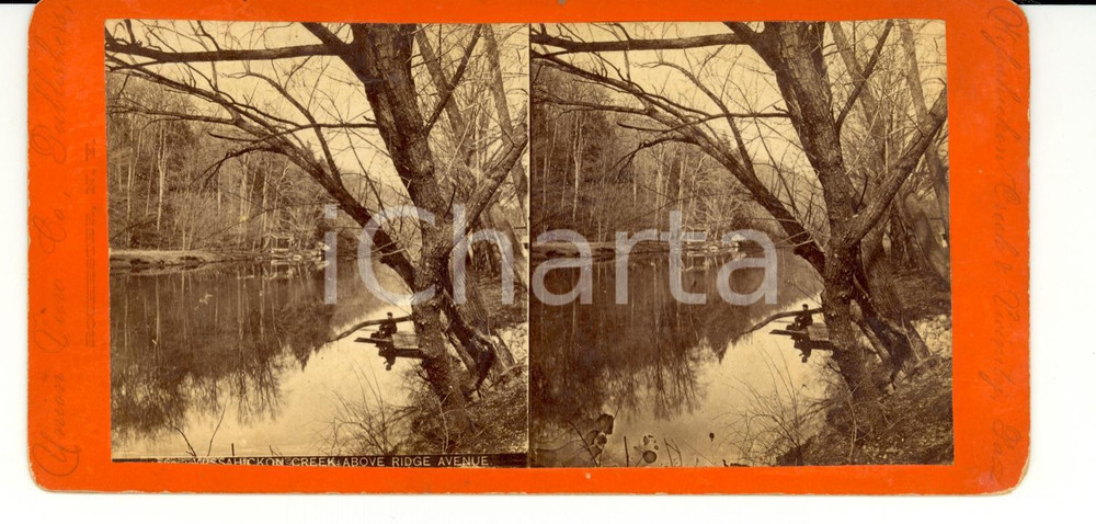 Fotografia d epoca originale 1890 PHILADELPHIA USA WISSAHICKON Creek, RIDGE avenue Stereoscopy 1