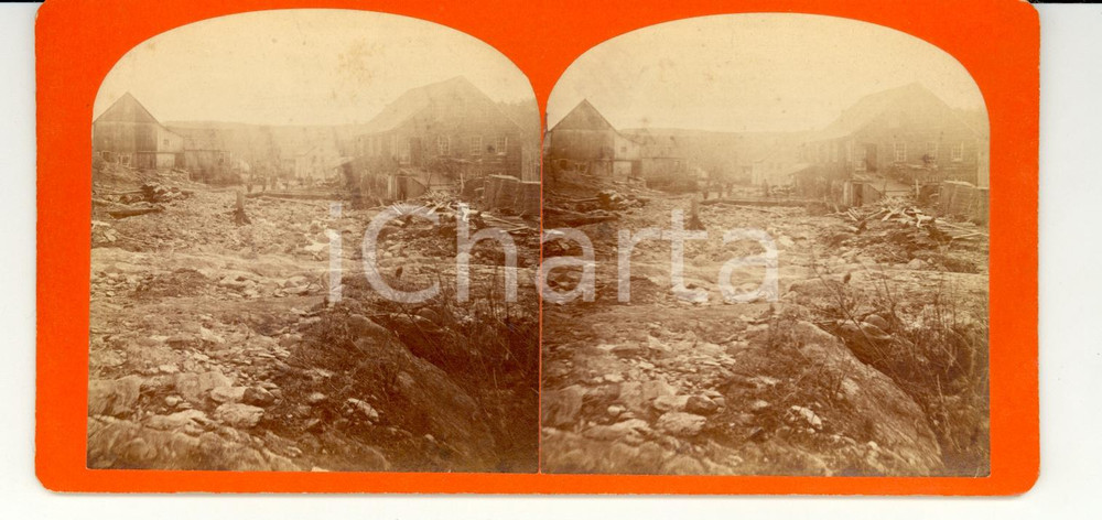 Fotografia d epoca originale 1878 WILTON USA Levi PUTNAM s Mill after the freshet  Stereoscopy 1