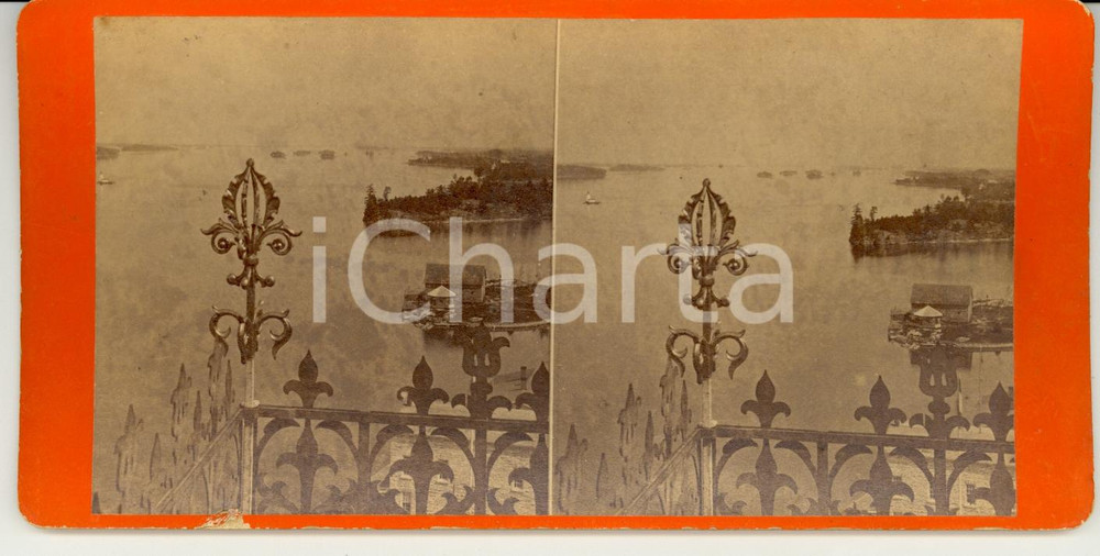 Fotografia d epoca originale 1890 ALEXANDRIA BAY NY, USA The THOUSAND ISLANDS Stereoscopy 1