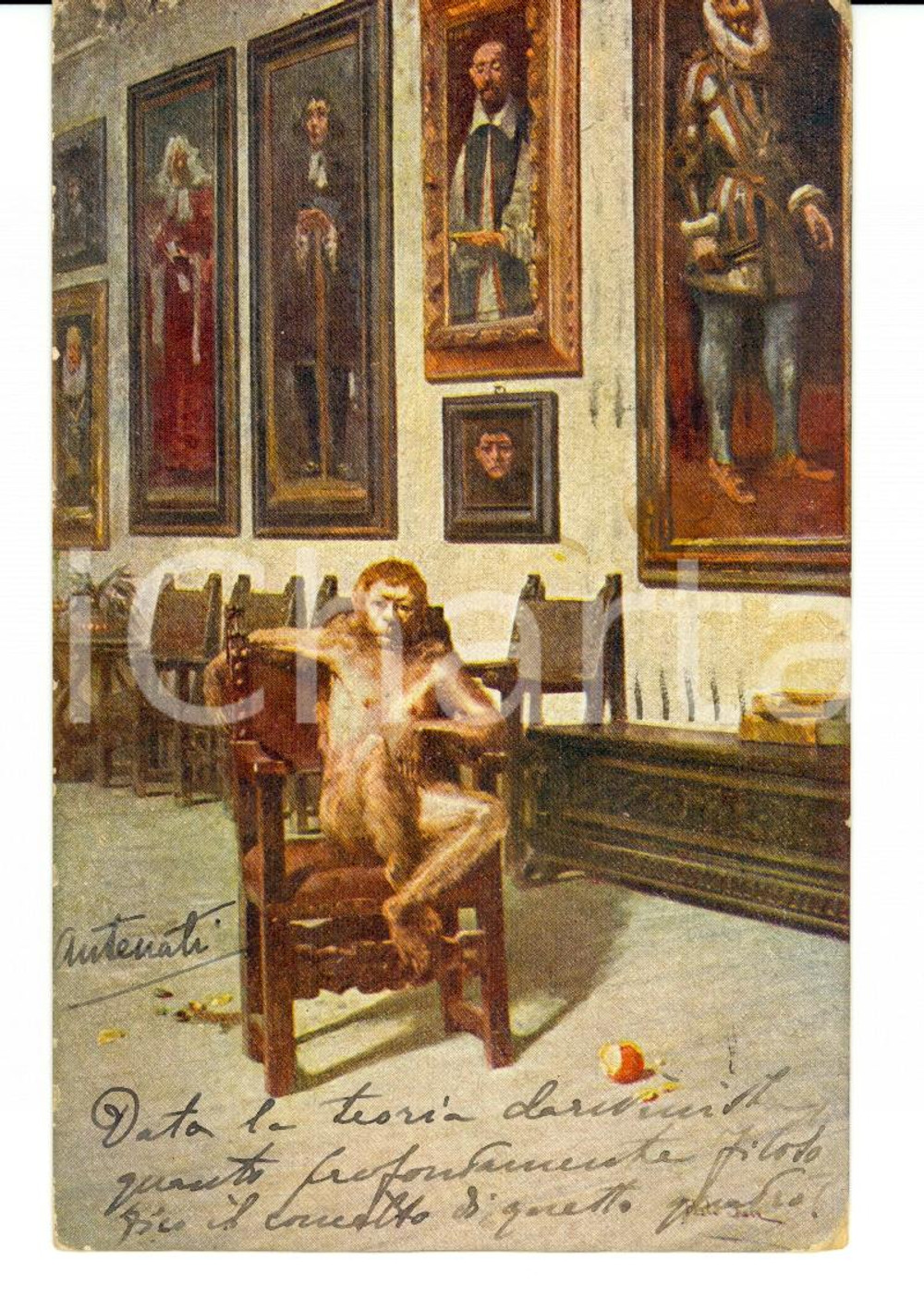 Cartolina originale da collezione 1921 BOLOGNA Cartolina satirica ANTENATI Ill. P. SALA FP VG 1