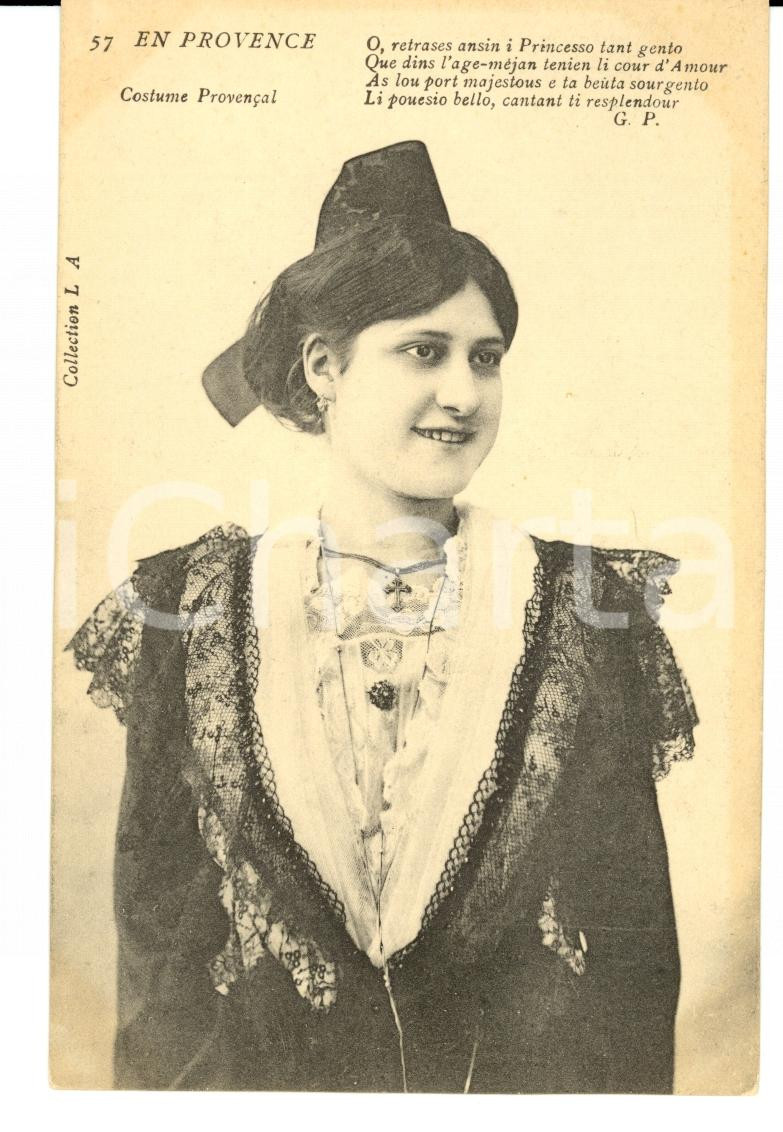 Cartolina originale da collezione 1900 COSTUMES FRANCAIS Jeune femme de PROVENCE FP NV 1