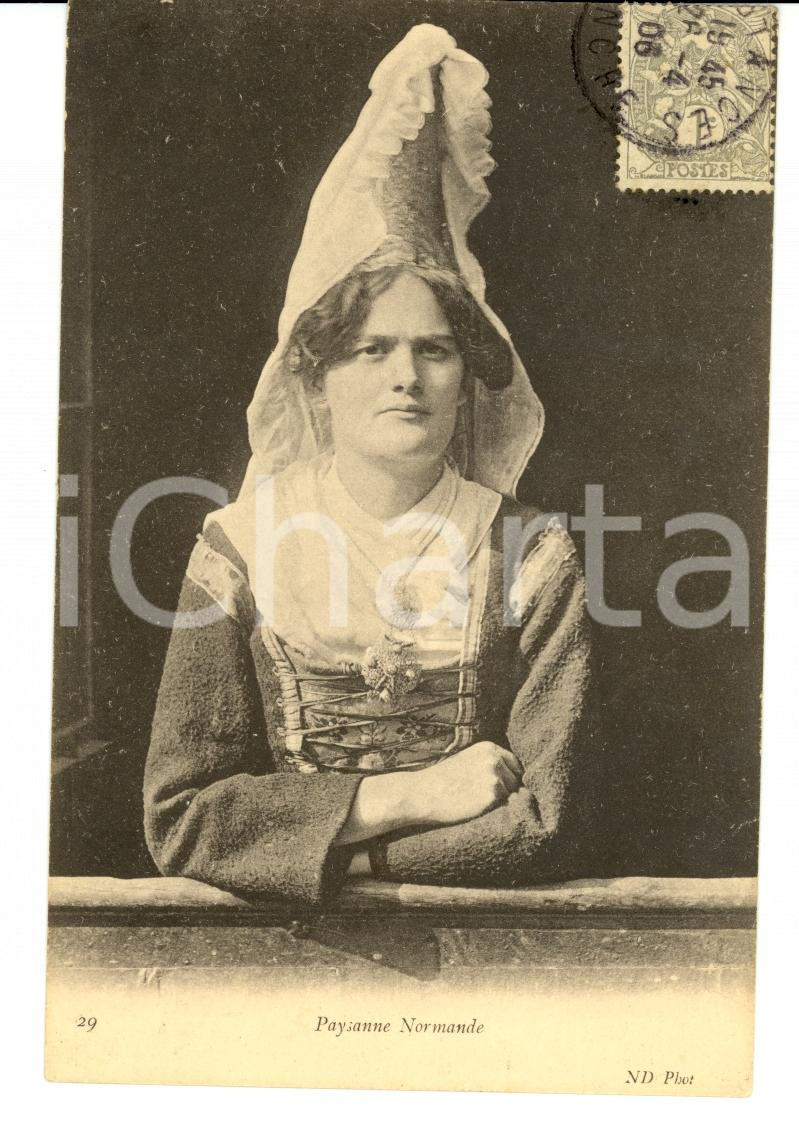 Cartolina originale da collezione 1906 COSTUMES NORMANDIE France  Paysanne normande FP VG 1