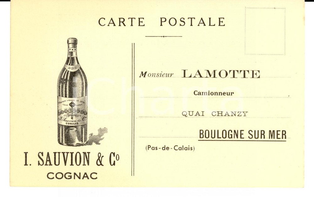 Cartolina originale da collezione 1920 Carte postale COGNAC SAUVION & C. Publicitaire FP NV 1