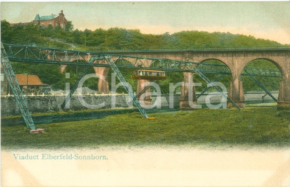 Cartolina originale da collezione 1904 WUPPERTAL DE Viadotto teleferica ELBERFELD  SONNBORN Illustrata FP VG 1
