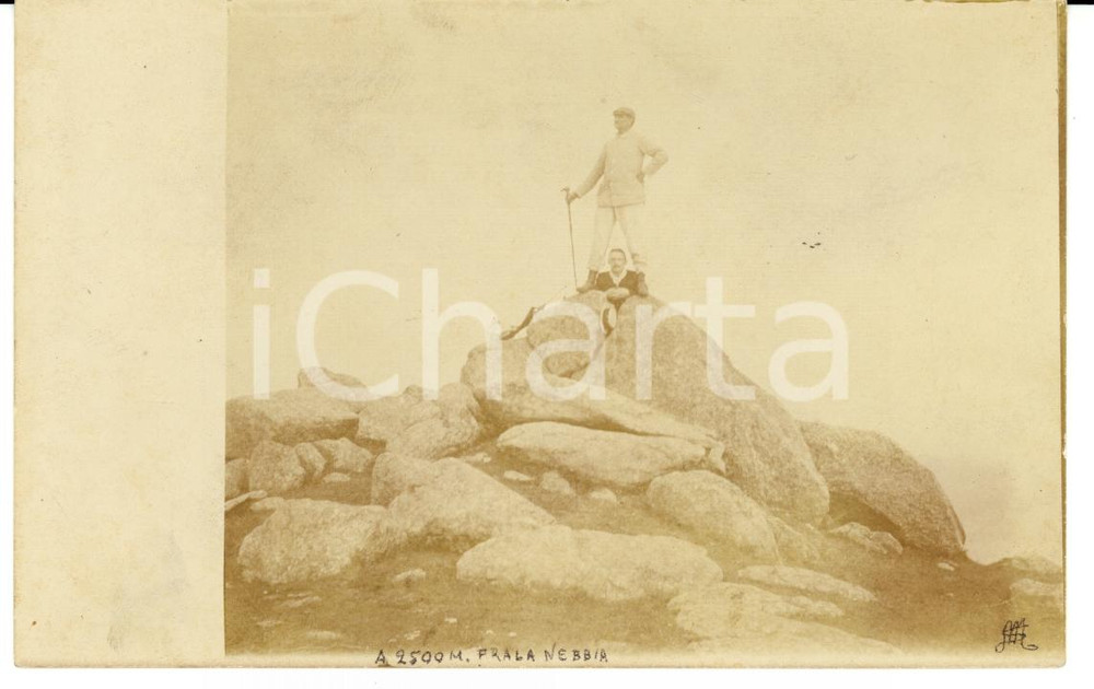 Cartolina originale da collezione 1905 PIEMONTE ? ALPINISMO A 2500 metri fra la nebbia FP VG 1