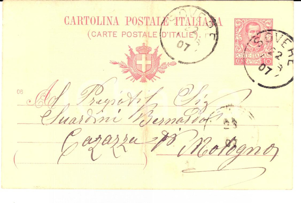 Documento originale, autentico 1907 SOVERE BG Beniamino BARONI ordina seme a Bernardo SUARDINI Cartolina 1