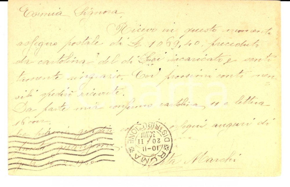 Documento originale, autentico 1930 MILANO GORLA Convalescenza baronessa Fanny LEONINO CAVALIERI Cartolina 1