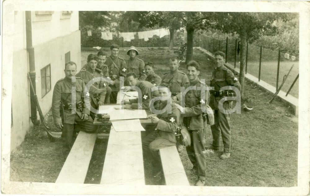 Fotografia d epoca originale 1928 SCHWARZENBURG SWITZERLAND Croce Rossa Militare in addestramento FOTO 1