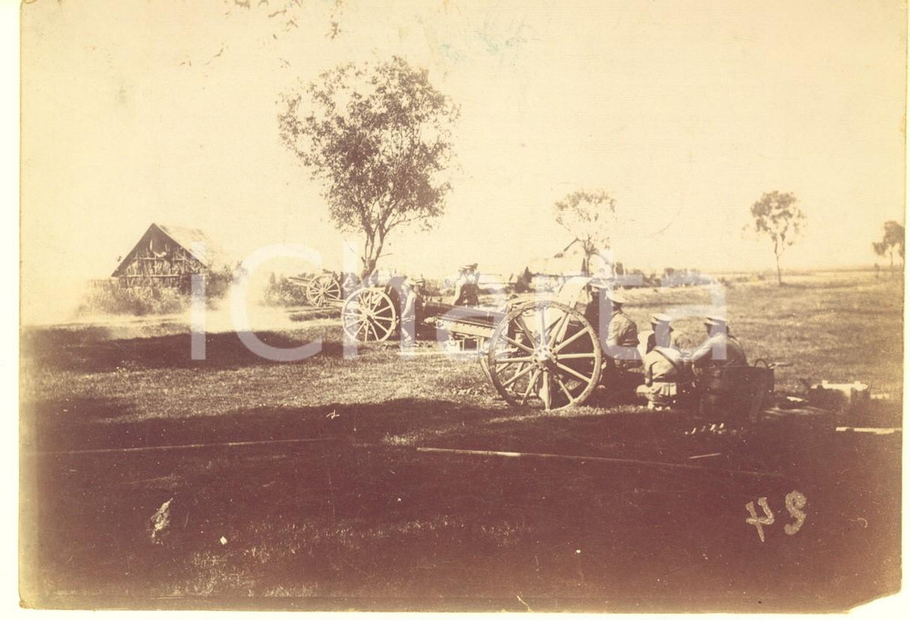 Fotografia d epoca originale 1917 FRANCIA WWI Batteria cannoni inglesi in azione al fronte FOTOGRAFIA 1