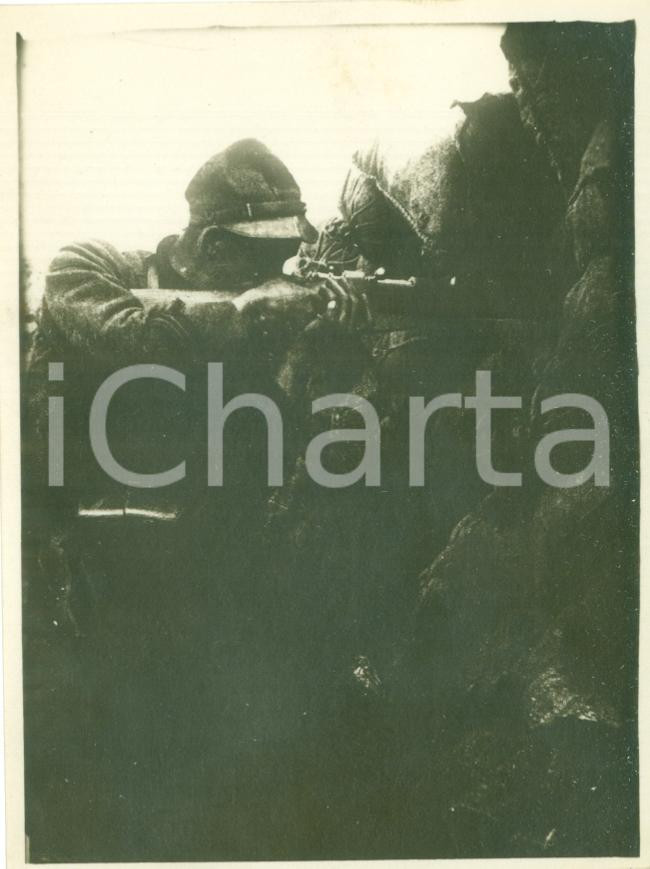 Fotografia d epoca originale 1917 FRONTE DEL PIAVE WWI Tiratore 16Â° Reggimento Fanteria in trincea FOTO 1