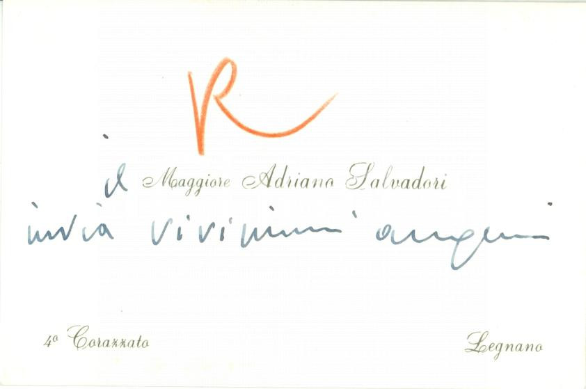 1960 ca LEGNANO (MI) Adriano SALVADORI Maggiore 4° Corazzato Fanteria *AUTOGRAFO