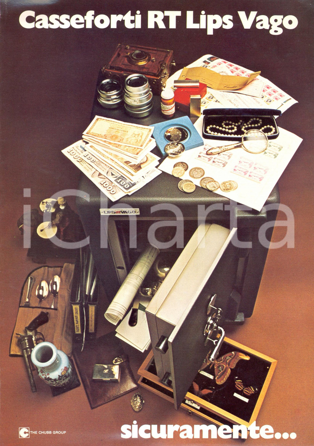 Materiale pubblicitario d’epoca 1970 ca CERNUSCO SUL NAVIGLIO MI SocietÃ  LIPS VAGO  Casseforti Pieghevole 1