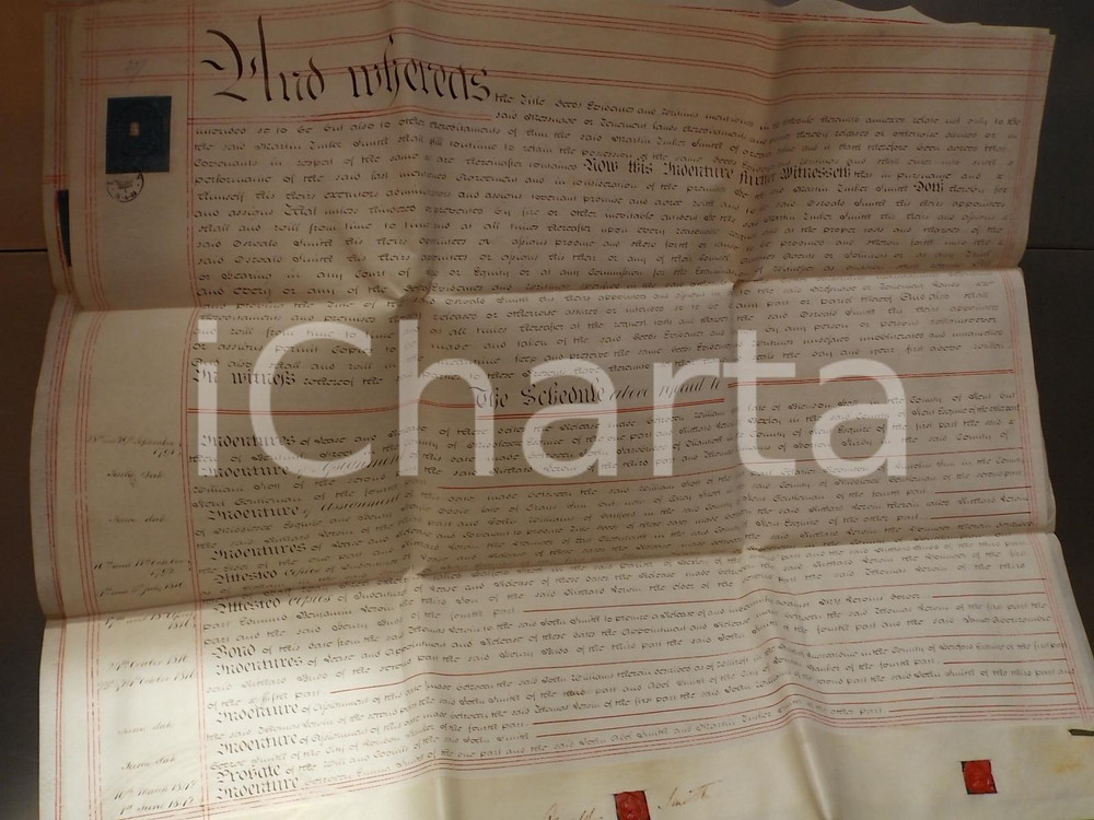 Documento originale, autentico 1843 BEXLEY LONDON Conveyance of BLACKBIRDS public house Martin Luther SMITH 1