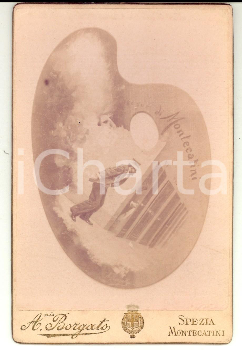 Fotografia d epoca originale 1890 ca MONTECATINI TERME Benefici delle acque termali... alla toilette RARO 1 1