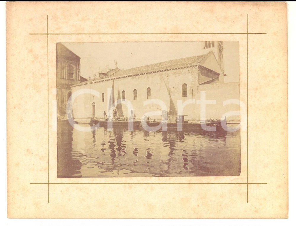 Fotografia d epoca originale 1910 ca VENEZIA Veduta con l ex lazzeretto Foto animata con barche 17x14 cm 1