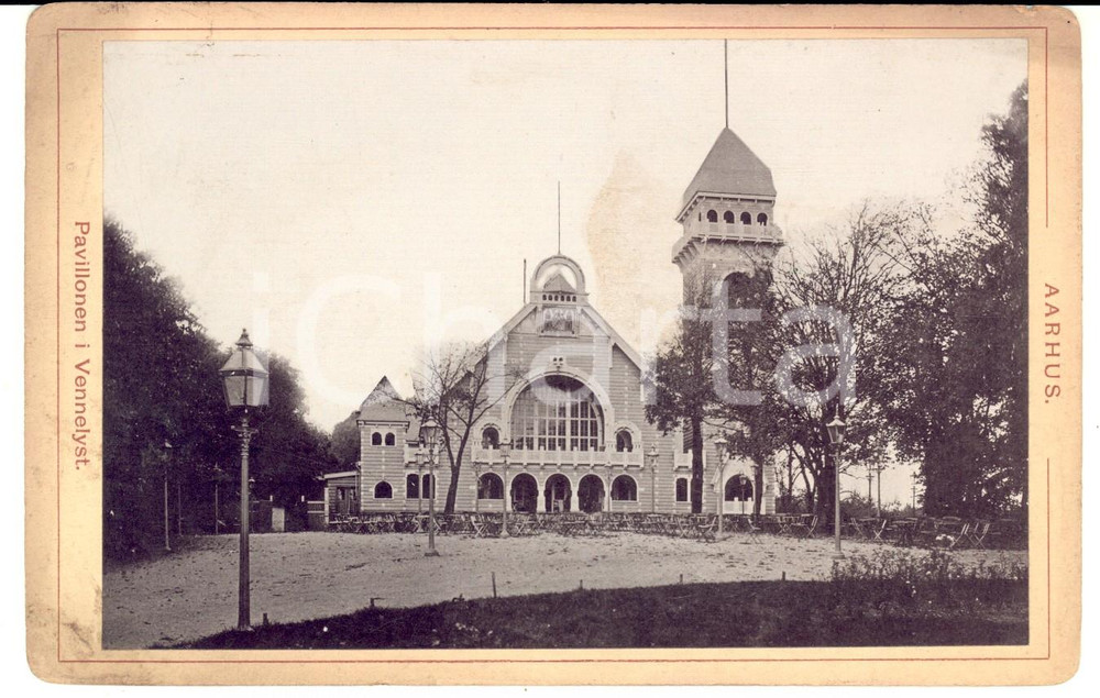 Fotografia d epoca originale 1880 ca AARHUS DENMARK Pavillonen i Vennelyst Foto VINTAGE 17x11 cm 1