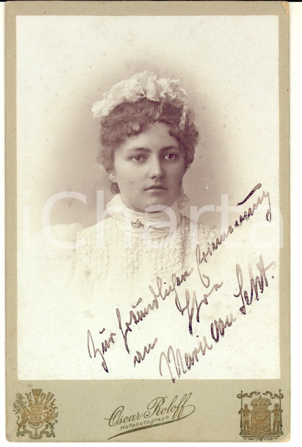 Fotografia d epoca originale 1900 ca BERLINO Ritratto di Marie VON SEHT Foto Oscar ROLOFF 16x10 cm 1