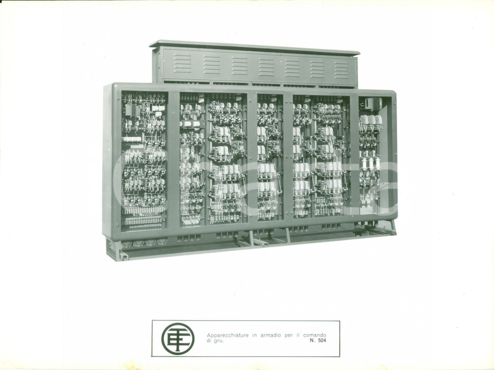 Materiale pubblicitario d’epoca 1960 MILANO Telemeccanica Elettrica Armadio comando gru Scheda fotografica 1