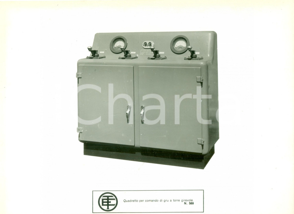 Materiale pubblicitario d’epoca 1960 MILANO Telemeccanica Elettrica Banco manovra comando gru Scheda fotografica 1