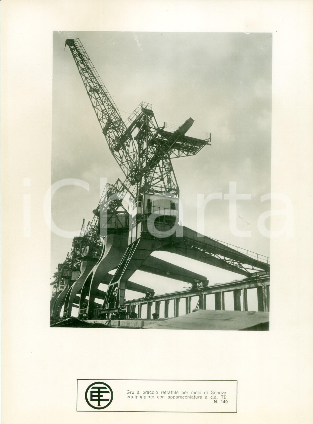 Materiale pubblicitario d’epoca 1960 MILANO Telemeccanica Elettrica Gru al porto di GENOVA Scheda fotografica 1
