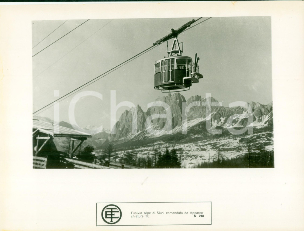 Materiale pubblicitario d’epoca 1960 MILANO Telemeccanica Elettrica Funivia ALPE DI SIUSI Scheda fotografica 1