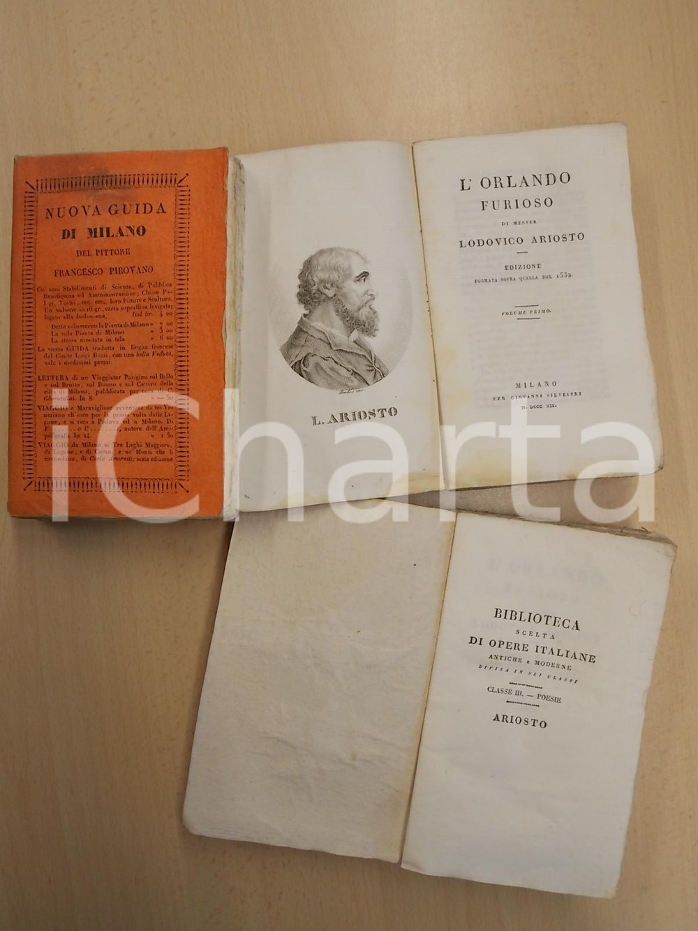 Libro, pubblicazione d epoca 1819 Ludovico ARIOSTO L Orlando Furioso Biblioteca Opere Italiane TRE VOLUMI 1