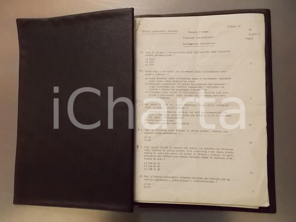 Documento originale, autentico 1970 ca GENEVE SWITZERLAND Les Ailes Manuale d istruzioni per pilota d aereo 1