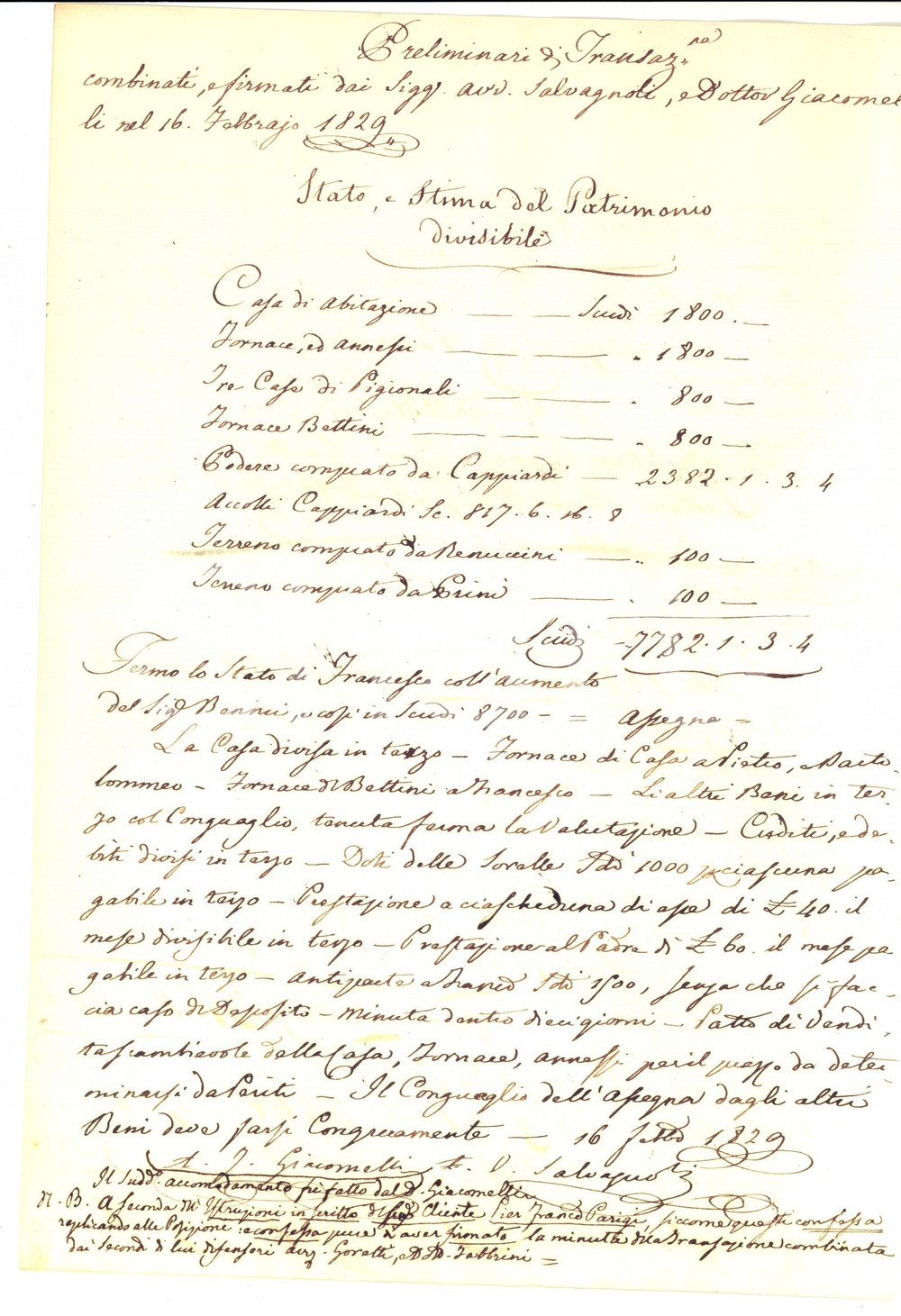 Documento originale, autentico 1831 FIRENZE Accordi famiglia PARIGI per divisione ereditaria casa e fornace 1