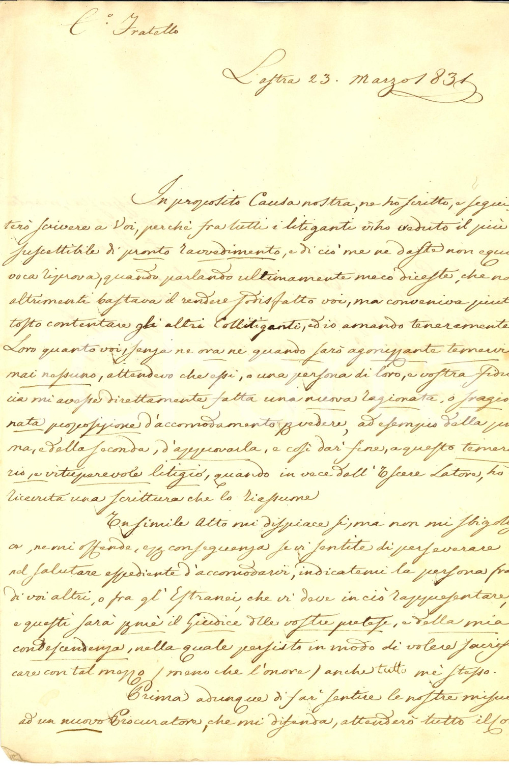 Documento originale, autentico 1831 LASTRA A SIGNA Scandalosi, feroci e miserabili in guerra Francesco PARIGI 1