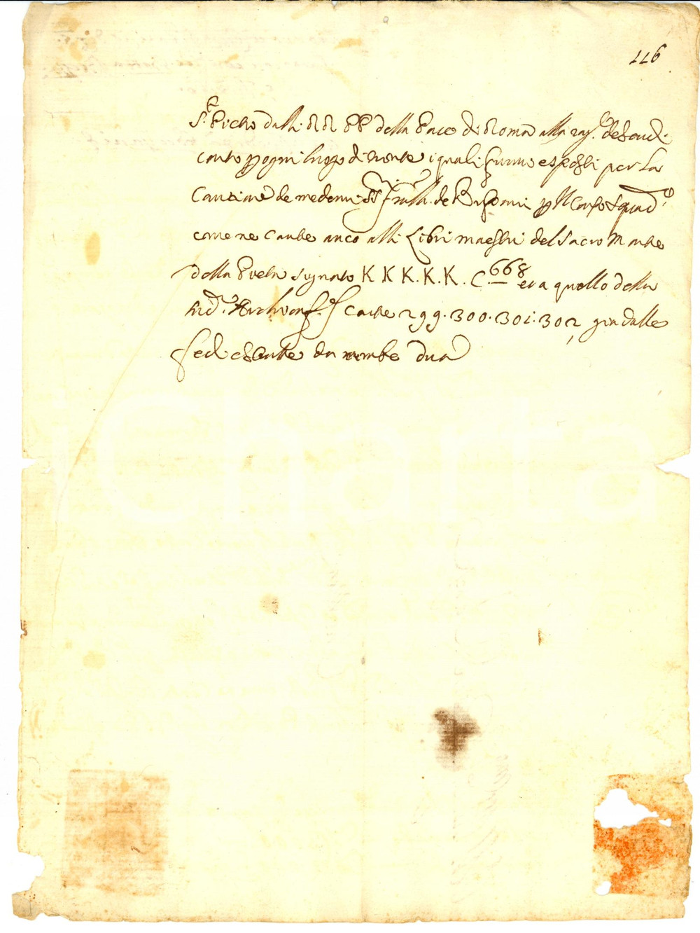 Documento originale, autentico 1650 ca ROMA Censo fratelli BRESSANI ai PADRI DELLA PACE Manoscritto 1