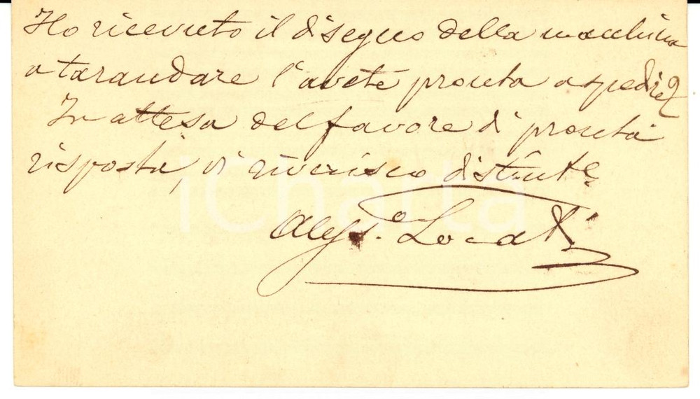 Documento originale, autentico 1882 TORINO Alessandro LOCATI riceve disegno di macchinario GULLER 1
