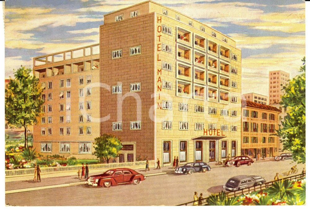 Cartolina originale da collezione 1970 ca MILANO Facciata Hotel MANIN Vintage postacard FG NV 1
