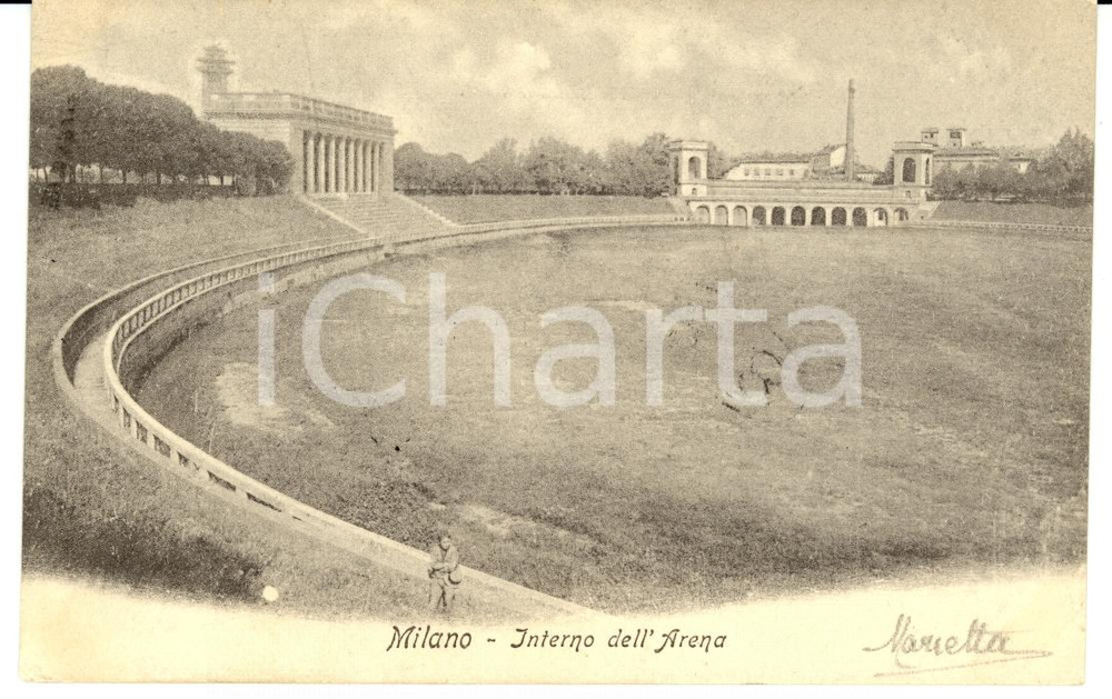 Cartolina originale da collezione 1906 MILANO Parco SEMPIONE L interno dell ARENA Animata Cartolina FP VG 1