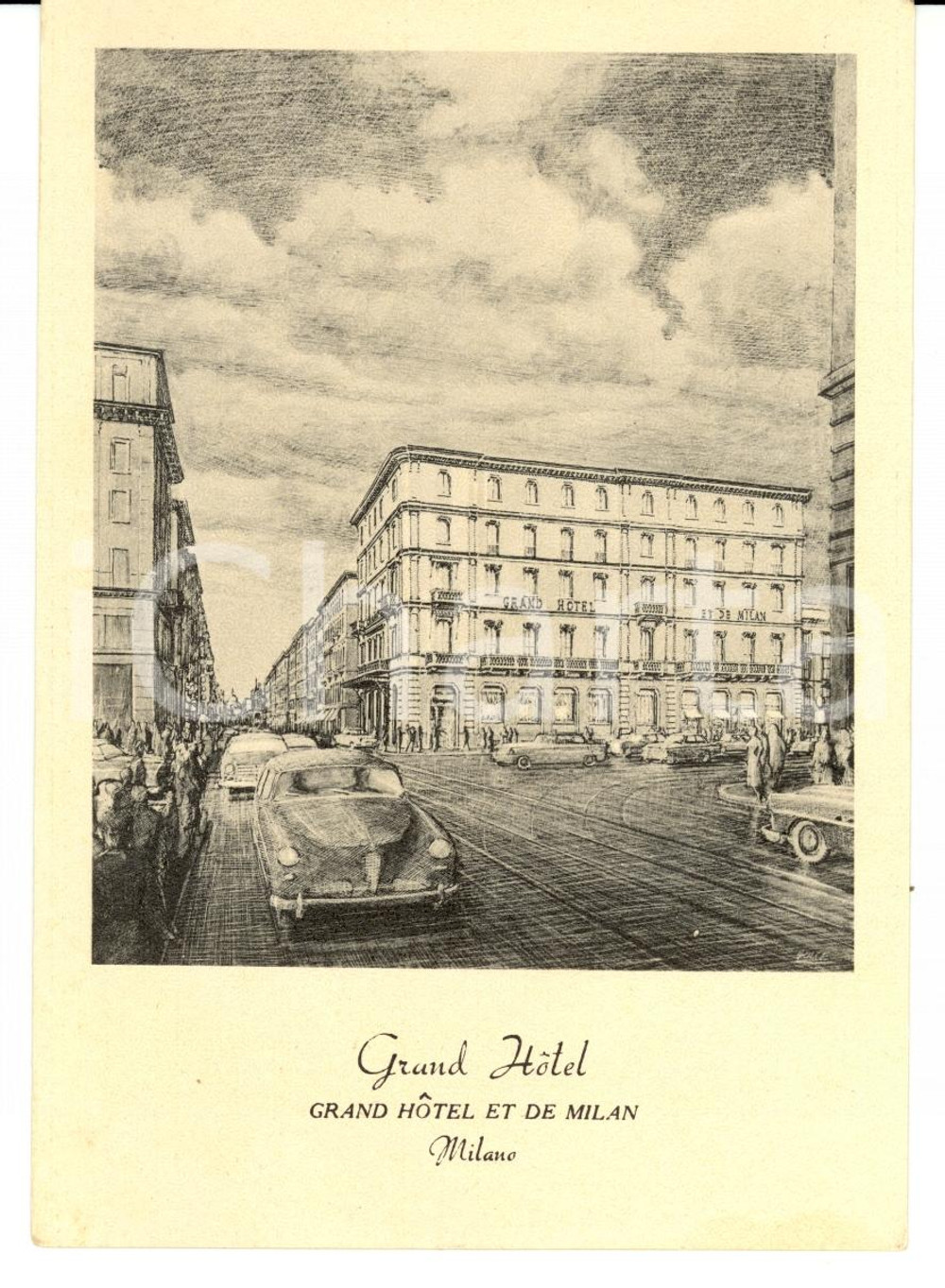 Cartolina originale da collezione 1925 MILANO via Manzoni GRAND HOTEL ET DE MILAN Vintage postacard FG VG 1