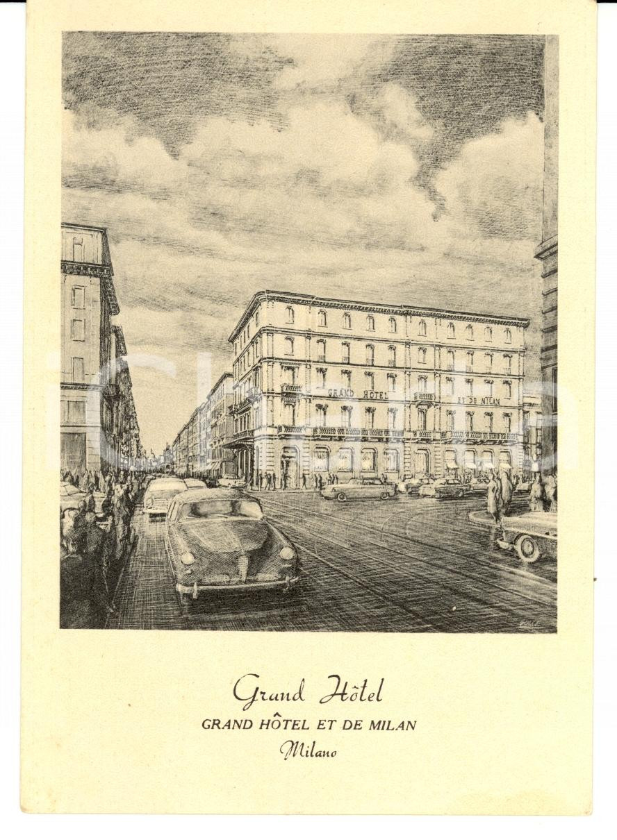 Cartolina originale da collezione 1925 MILANO via Manzoni GRAND HOTEL ET DE MILAN Vintage postacard FG VG 1