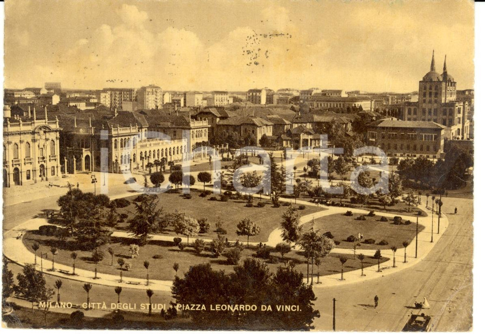 Cartolina originale da collezione 1947 MILANO Piazza Leonardo da Vinci Cartolina FG VG 1