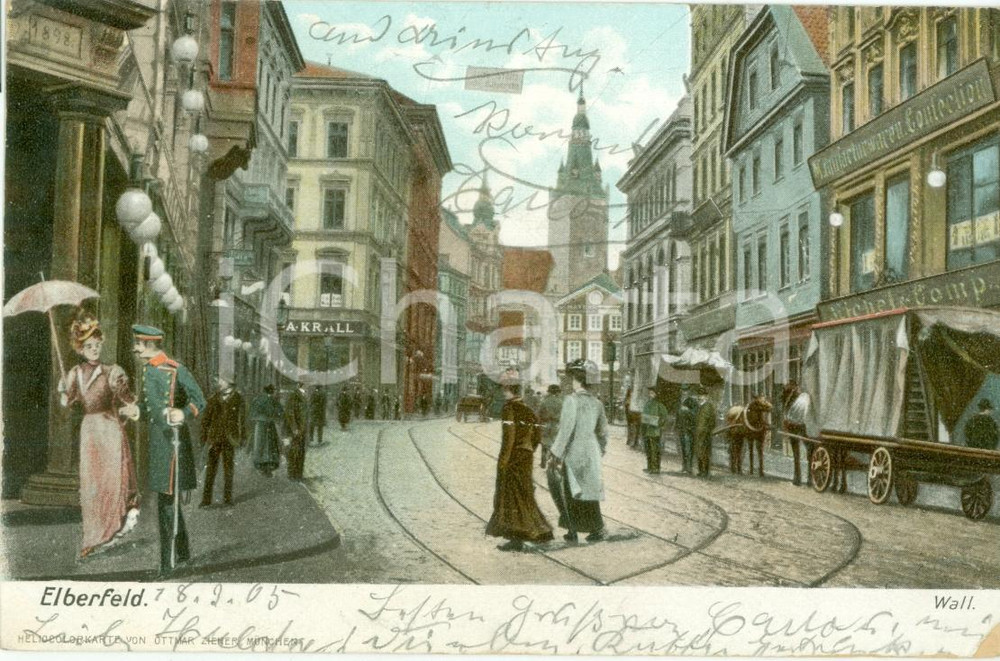 Cartolina originale da collezione 1905 WUPPERTAL DE Rione commerciale di ELBERFELD Cartolina ILLUSTRATA FP VG 1