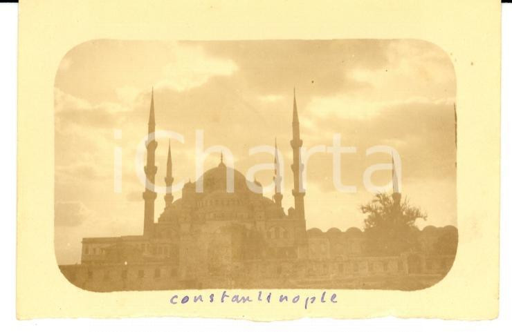 Fotografia d epoca originale 1920 ISTANBUL Turkey Moschea Blu al tramonto Foto VINTAGE ORIENTE cm 9x6 1