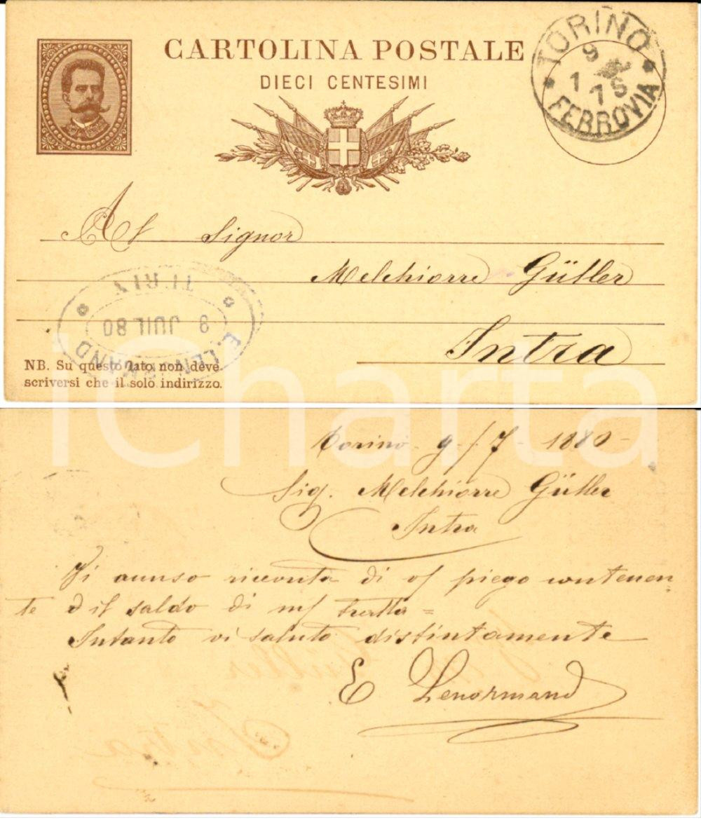 Documento originale, autentico 1880 TORINO Ditta E. LENORMAND a Melchiorre GULLER Cartolina FP VG 1