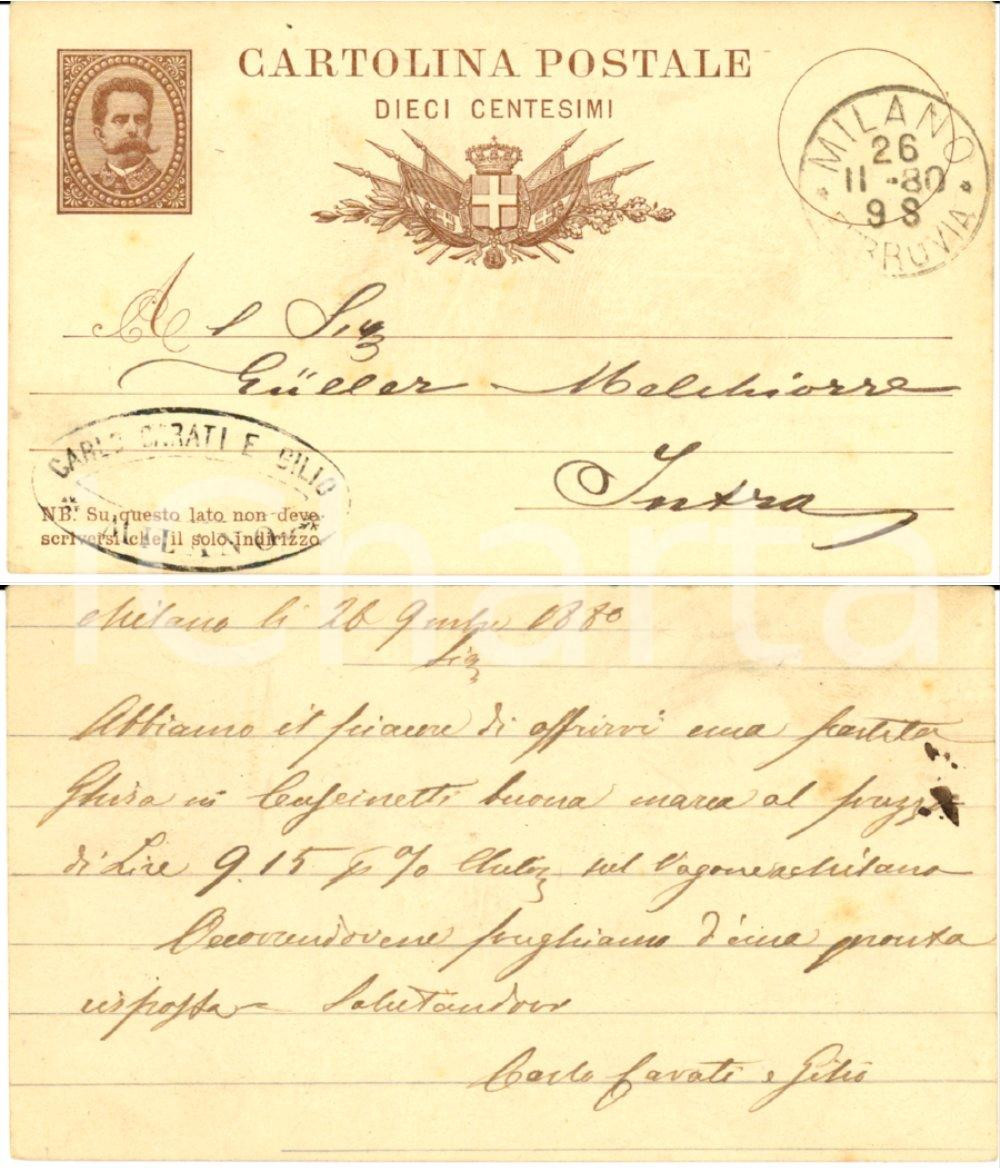 Documento originale, autentico 1881 MILANO Ditta Carlo CARATI E GILIO offre partita di ghisa Cartolina 1