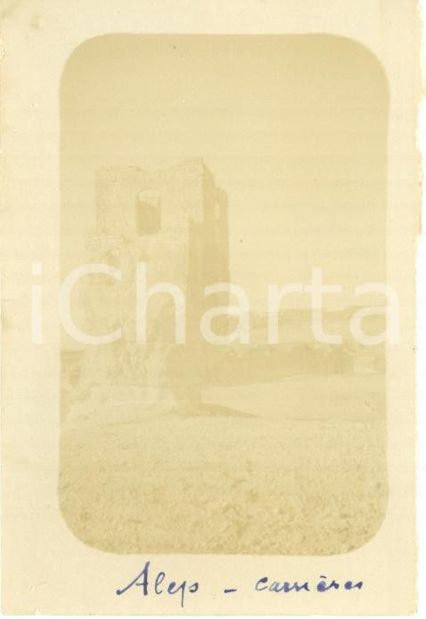 Fotografia d epoca originale 1920 ALEPPO SIRIA Casa diroccata in equilibrio instabile vintage ORIENTE 6 x 9 1