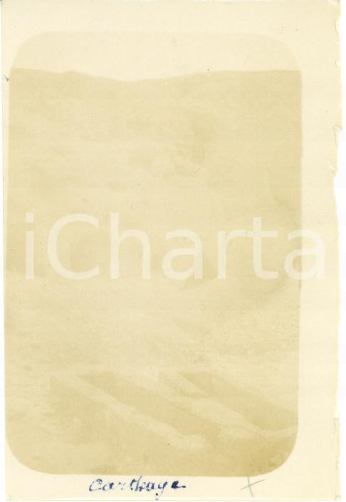 Fotografia d epoca originale 1920 CARTAGINE TUNISIA Rovine casa e mangiatoie Scavi archeologici VINTAGE 1