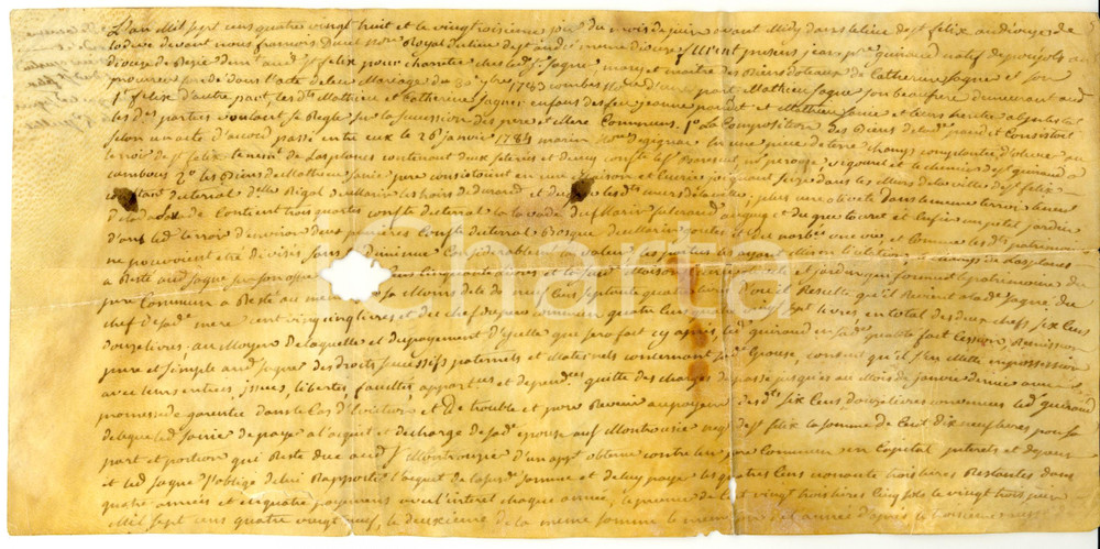 Documento originale, autentico 1788 GIGNAC F Catherine SAGNER cede ereditÃ  al fratello Mathieu Parchemin 1