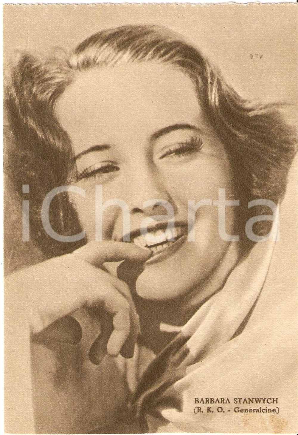 Cartolina originale da collezione 1939 BARBARA STANWYCH  Fotografia seriale RIZZOLI RKO Generalcine FG NV 1