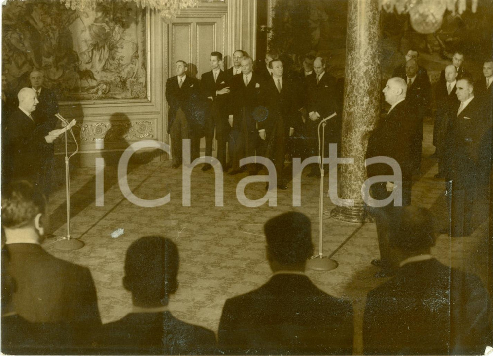 Fotografia d epoca originale 1965 PARIS Alexandre PARODI au GÃ©nÃ©ral Chales DE GAULLE Georges POMPIDOU Foto 1