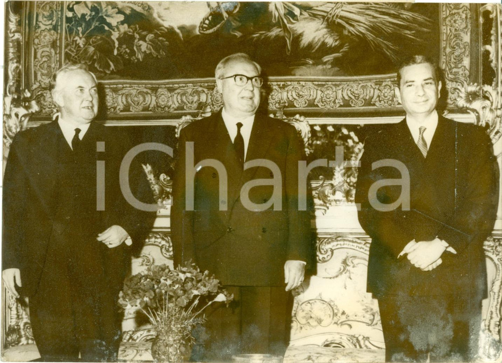 Fotografia d epoca originale 1965 ROMA Aldo MORO e Giuseppe SARAGAT con Harold WILSON Fotografia 1