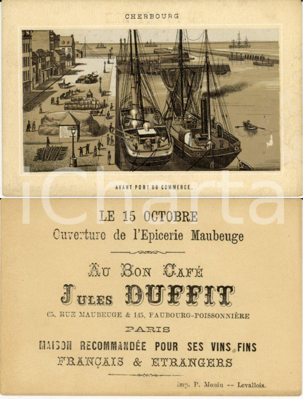 Materiale pubblicitario d’epoca 1883 PARIS Jules DUFFIT Inaugurazione Grande Ã©picerie de MAUBERGE Cherbourg 1